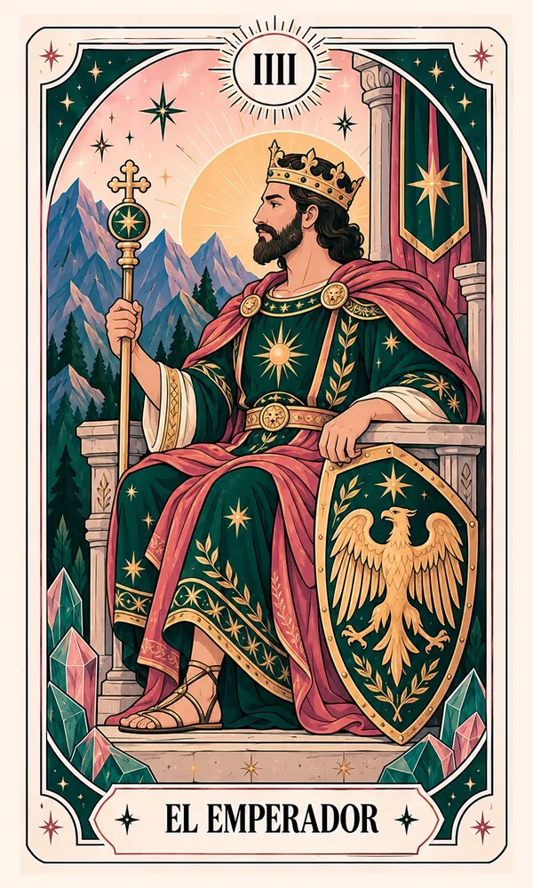 Ilustración de El Emperador, arcano IIII, en el mazo de Luna Hoy