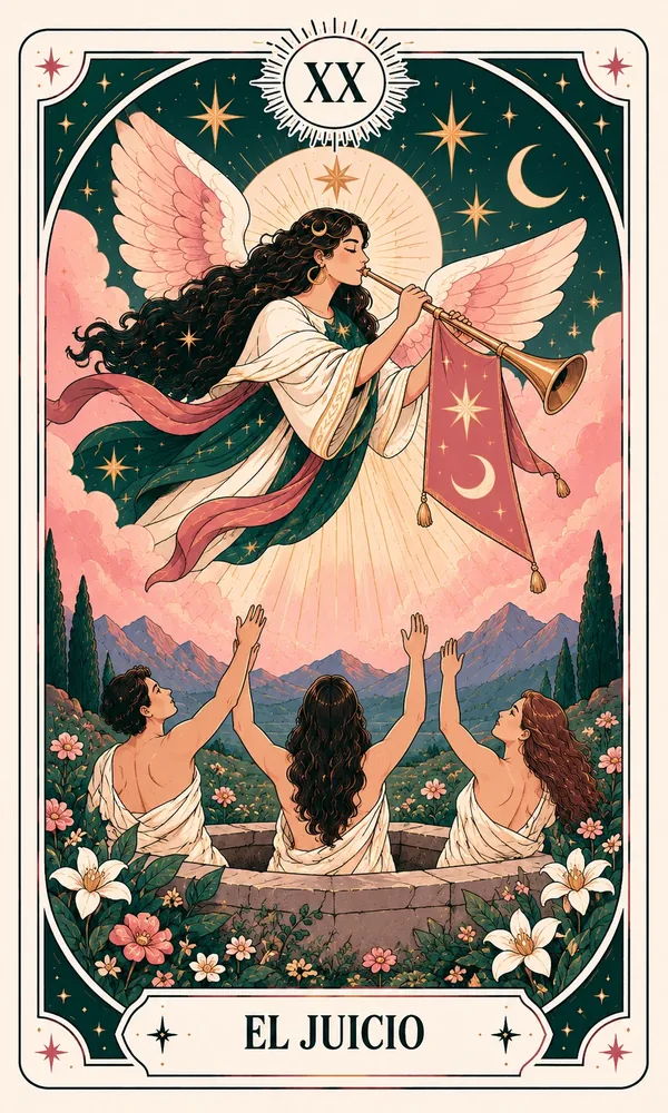 Ilustración de El Juicio, arcano XX, en el mazo de Luna Hoy