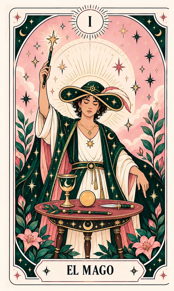 Ilustración de El Mago, arcano I, en el mazo de Luna Hoy